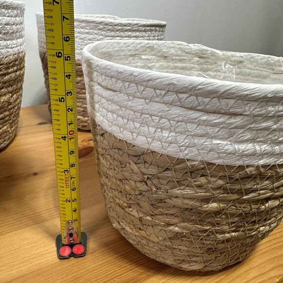 Set of 4 Seagrass & White Woven Plant Baskets – Indoor Planters | NWT - Picture 6 of 8